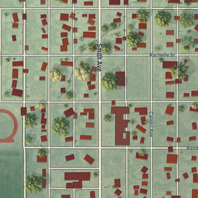 Close-up of the map of Elwood, Nebraska print showing street and building detail