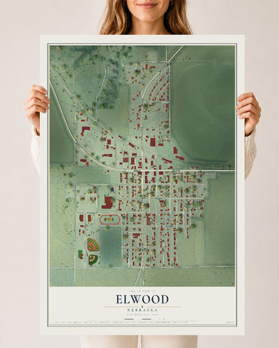 Map of Elwood, Nebraska, 24 x 36 inch unframed archival matte print