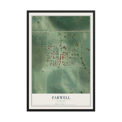 Map of Farwell, Nebraska, 12 x 18 inch print in a black wood frame