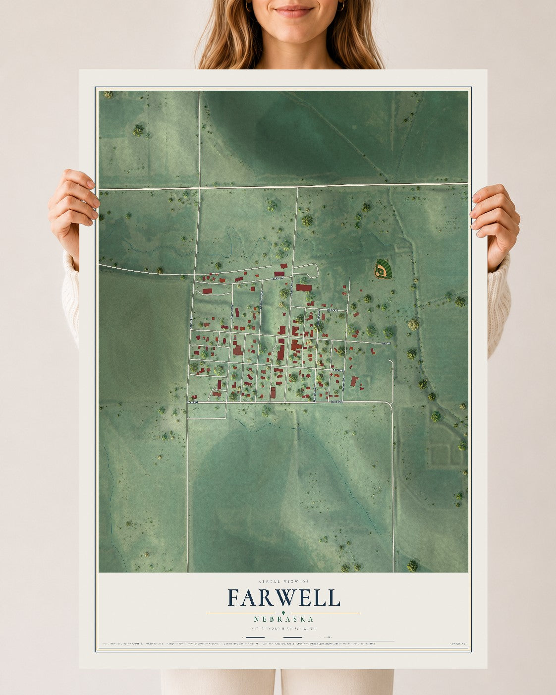 Map of Farwell, Nebraska, 24 x 36 inch unframed archival matte print