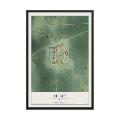 Map of Filley, Nebraska, 12 x 18 inch print in a black wood frame