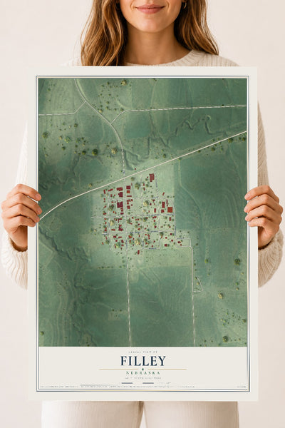 Map of Filley, Nebraska, 18 x 24 inch unframed archival matte print