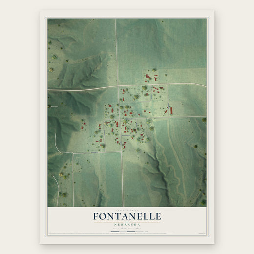 Fontanelle, Nebraska map print, the full design