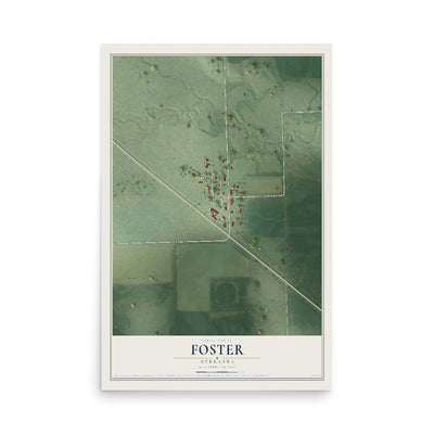 Map of Foster, Nebraska, 12 x 18 inch unframed archival matte print