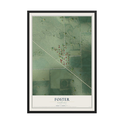 Map of Foster, Nebraska, 12 x 18 inch print in a black wood frame