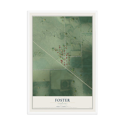 Map of Foster, Nebraska, 12 x 18 inch print in a white wood frame
