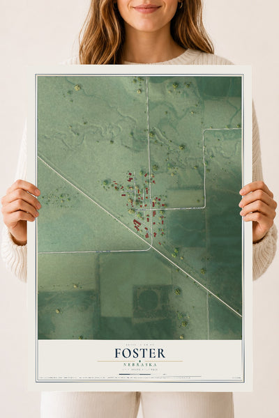 Map of Foster, Nebraska, 18 x 24 inch unframed archival matte print