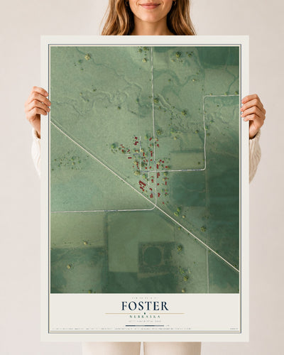 Map of Foster, Nebraska, 24 x 36 inch unframed archival matte print