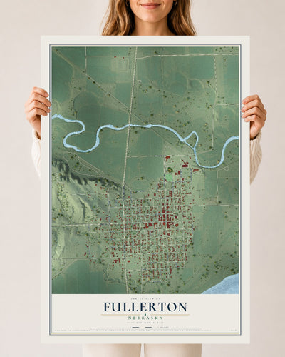 Map of Fullerton, Nebraska, 24 x 36 inch unframed archival matte print