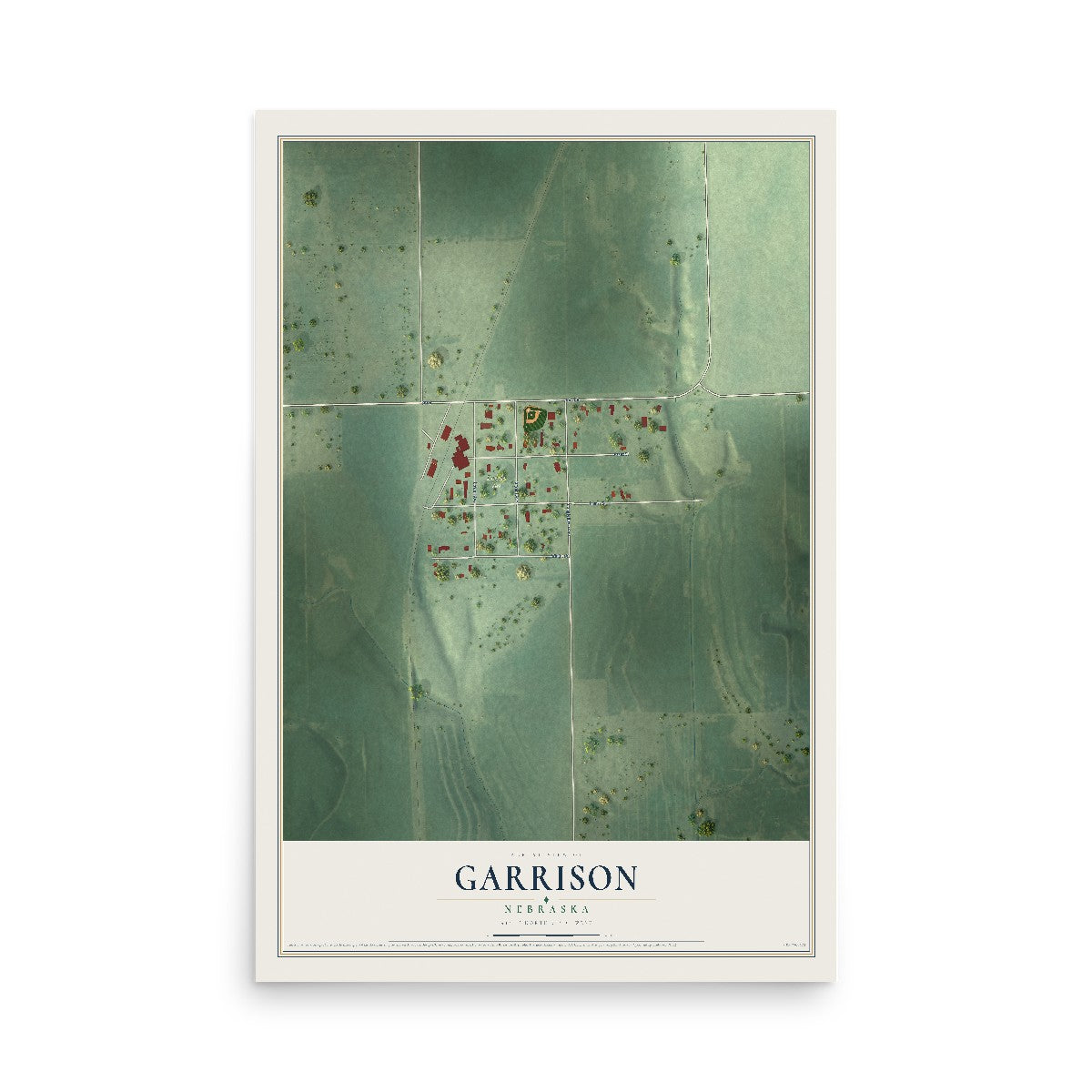 Map of Garrison, Nebraska, 12 x 18 inch unframed archival matte print