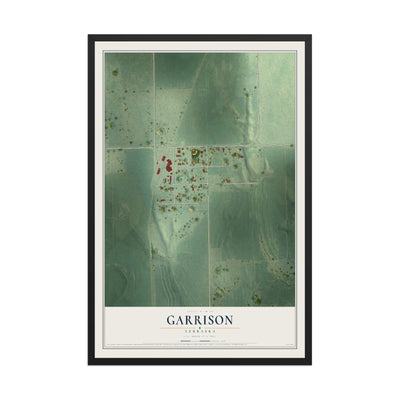 Map of Garrison, Nebraska, 12 x 18 inch print in a black wood frame