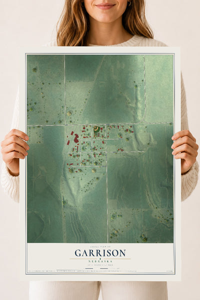 Map of Garrison, Nebraska, 18 x 24 inch unframed archival matte print
