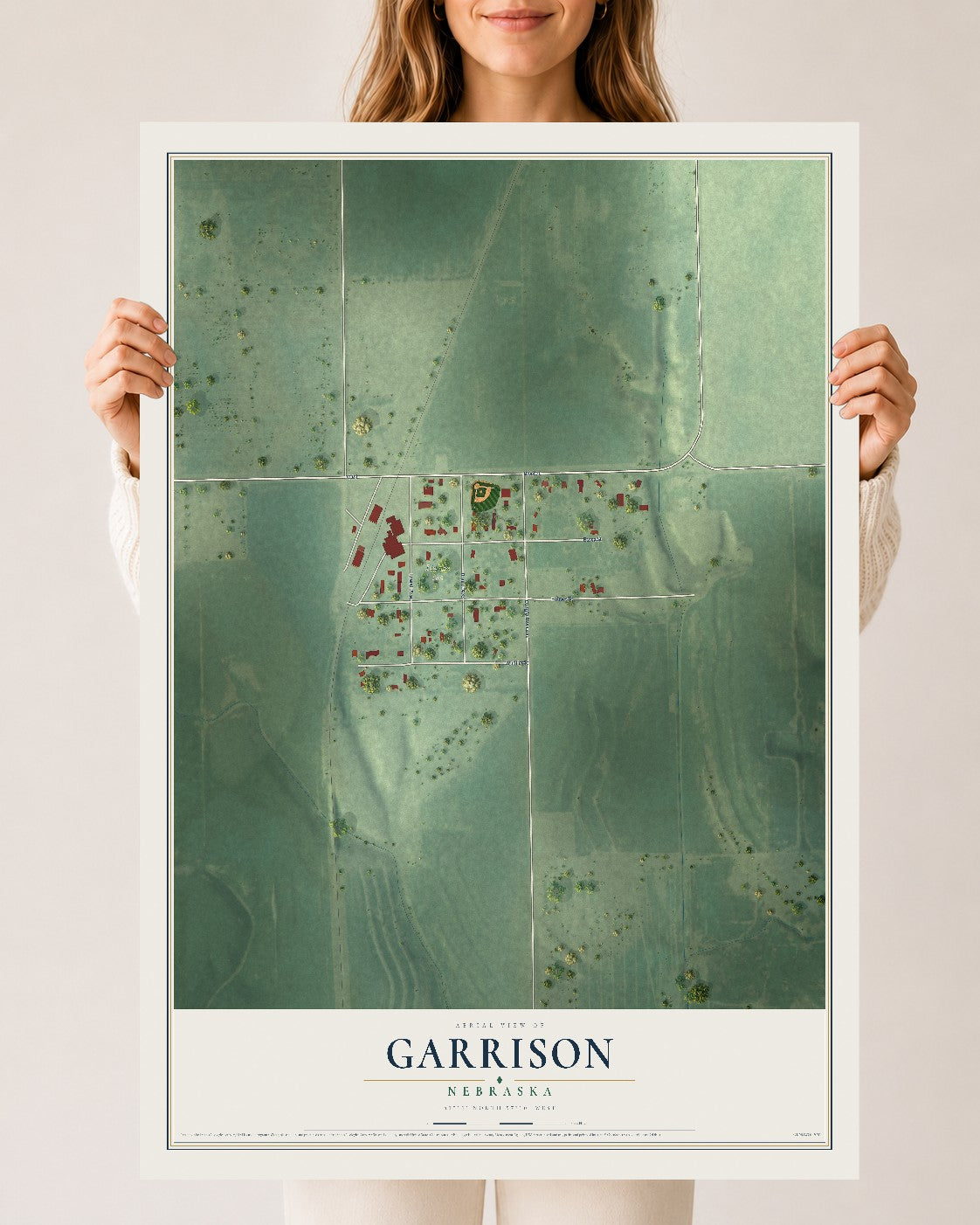 Map of Garrison, Nebraska, 24 x 36 inch unframed archival matte print