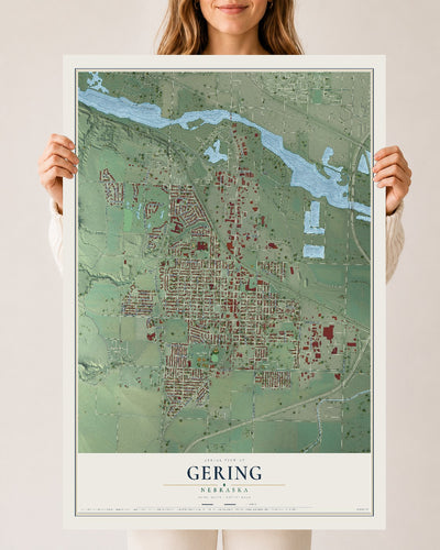 Map of Gering, Nebraska, 24 x 36 inch unframed archival matte print