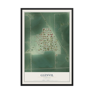 Map of Glenvil, Nebraska, 12 x 18 inch print in a black wood frame