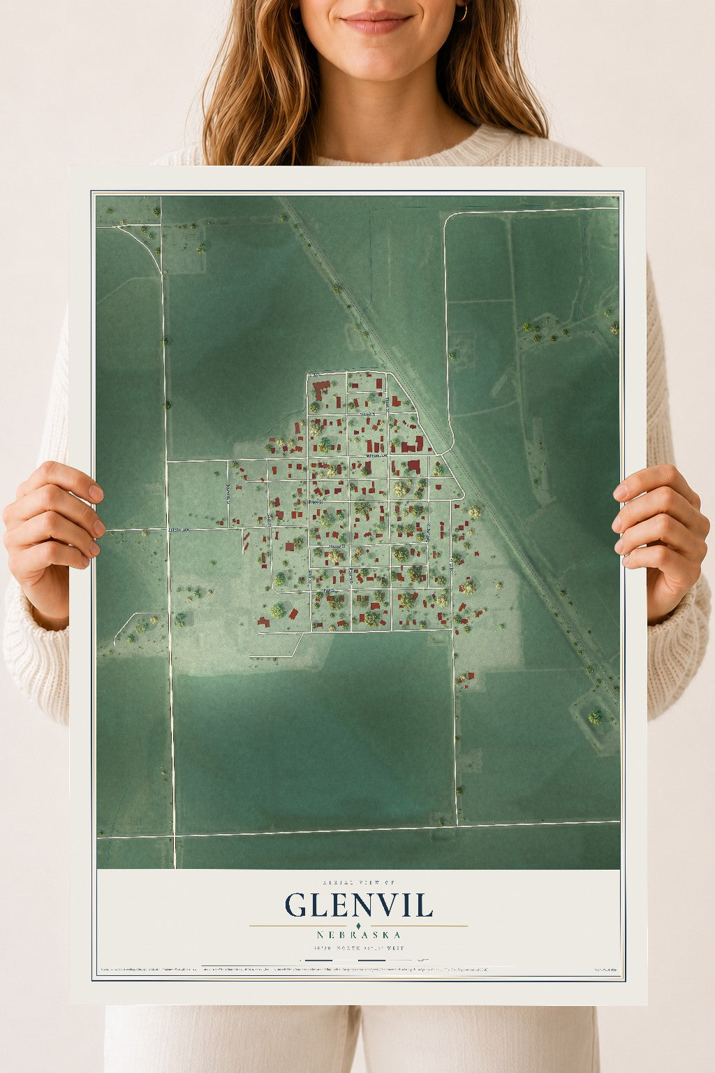 Map of Glenvil, Nebraska, 18 x 24 inch unframed archival matte print