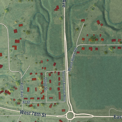 Close-up of the map of Glenwood, Nebraska print showing street and building detail