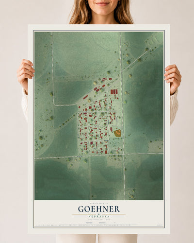 Map of Goehner, Nebraska, 24 x 36 inch unframed archival matte print