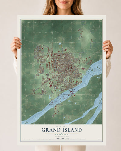Map of Grand Island, Nebraska, 24 x 36 inch unframed archival matte print