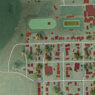 Second close-up of the map of Grant, Nebraska print showing more streets and buildings