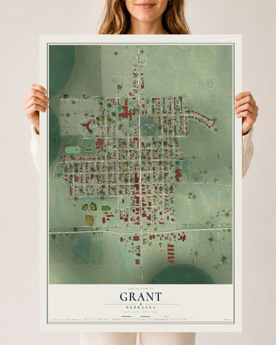 Map of Grant, Nebraska, 24 x 36 inch unframed archival matte print