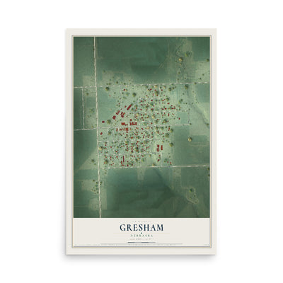 Map of Gresham, Nebraska, 12 x 18 inch unframed archival matte print