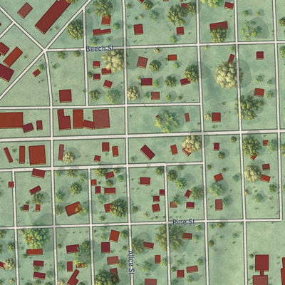 Close-up of the map of Gresham, Nebraska print showing street and building detail