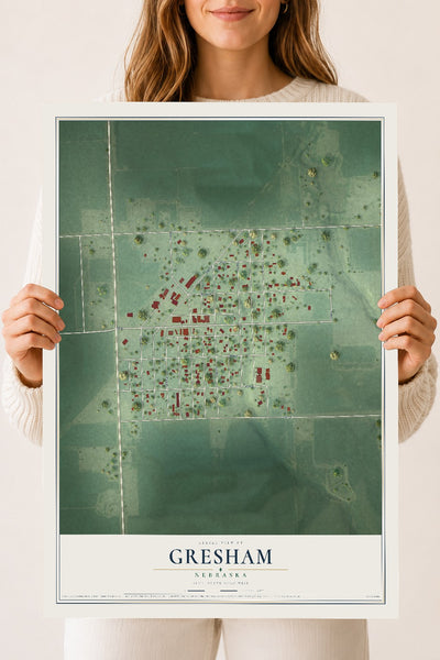 Map of Gresham, Nebraska, 18 x 24 inch unframed archival matte print