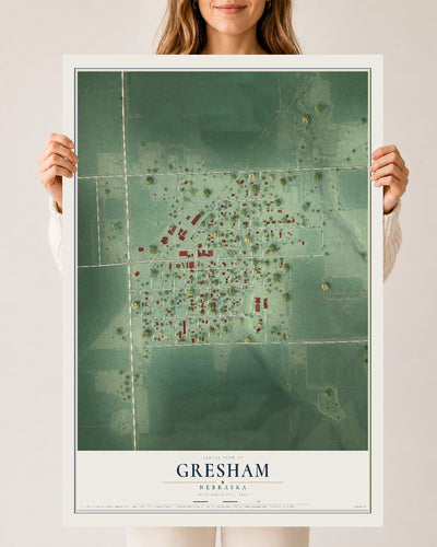 Map of Gresham, Nebraska, 24 x 36 inch unframed archival matte print