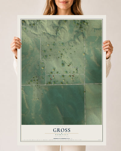 Map of Gross, Nebraska, 24 x 36 inch unframed archival matte print