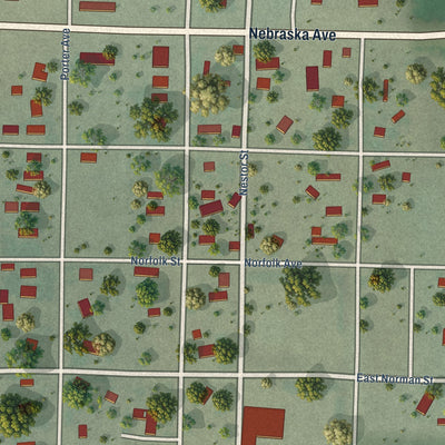 Close-up of the map of Haigler, Nebraska print showing street and building detail
