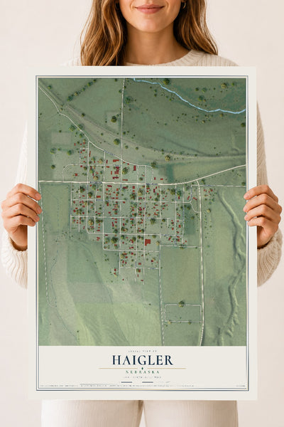 Map of Haigler, Nebraska, 18 x 24 inch unframed archival matte print