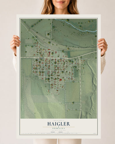 Map of Haigler, Nebraska, 24 x 36 inch unframed archival matte print