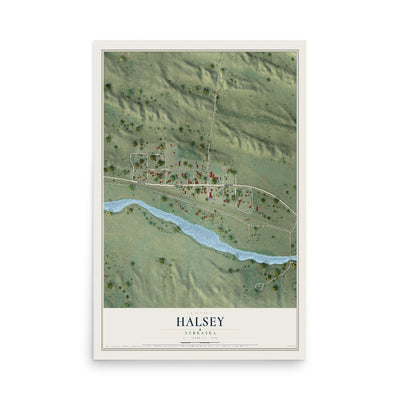 Map of Halsey, Nebraska, 12 x 18 inch unframed archival matte print