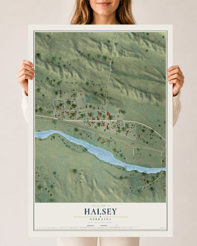 Map of Halsey, Nebraska, 24 x 36 inch unframed archival matte print