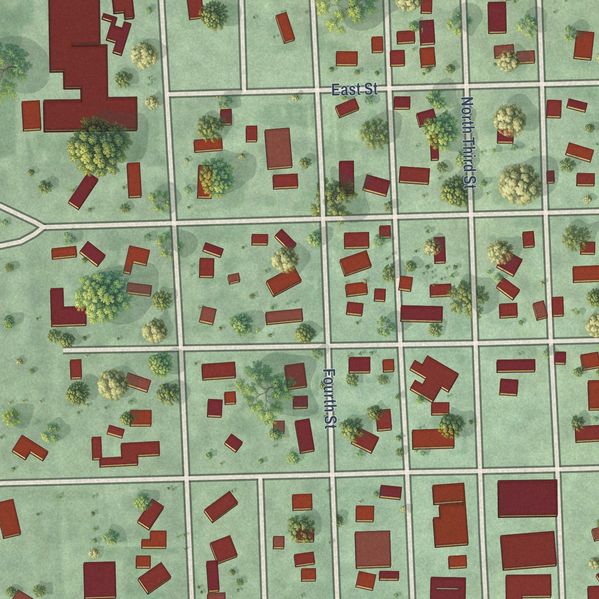 Close-up of the map of Hampton, Nebraska print showing street and building detail