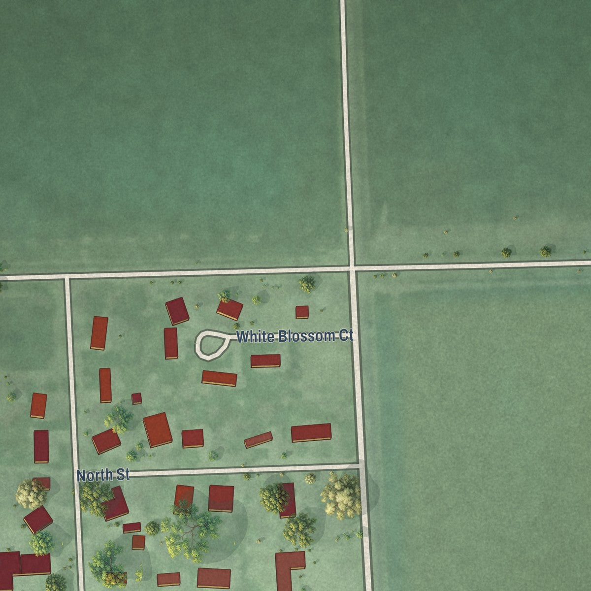 Second close-up of the map of Hampton, Nebraska print showing more streets and buildings