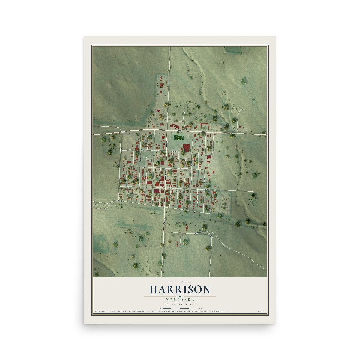 Map of Harrison, Nebraska, 12 x 18 inch unframed archival matte print