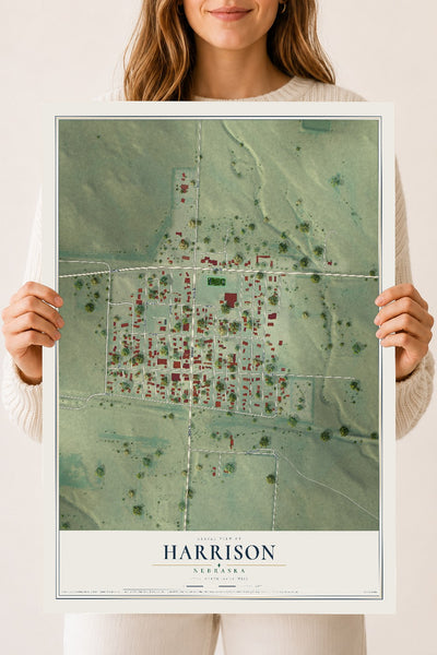 Map of Harrison, Nebraska, 18 x 24 inch unframed archival matte print