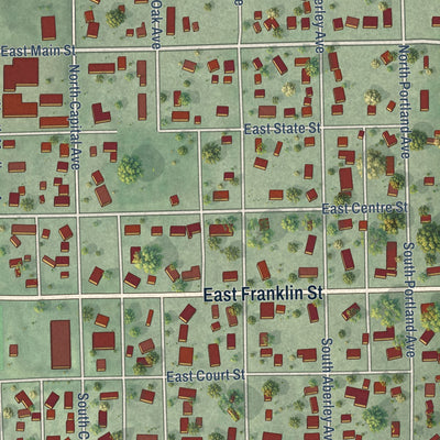 Second close-up of the map of Hartington, Nebraska print showing more streets and buildings