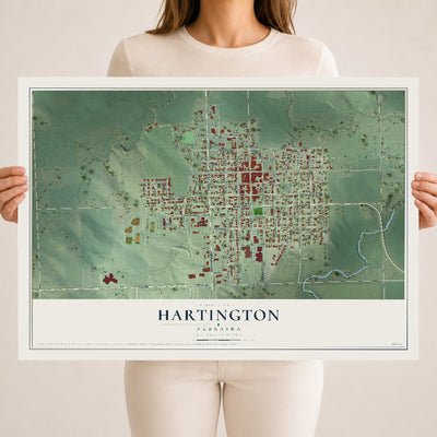 Map of Hartington, Nebraska, 18 x 24 inch unframed archival matte print