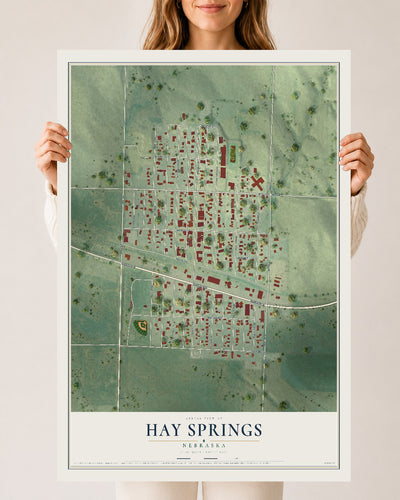 Map of Hay Springs, Nebraska, 24 x 36 inch unframed archival matte print