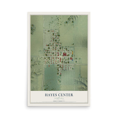 Map of Hayes Center, Nebraska, 12 x 18 inch unframed archival matte print