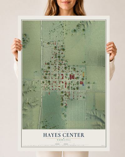 Map of Hayes Center, Nebraska, 24 x 36 inch unframed archival matte print