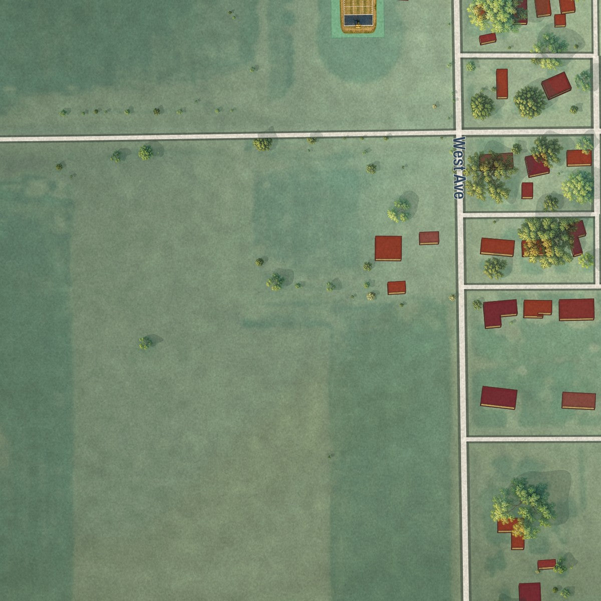 Second close-up of the map of Hildreth, Nebraska print showing more streets and buildings