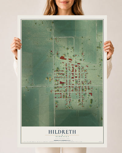 Map of Hildreth, Nebraska, 24 x 36 inch unframed archival matte print