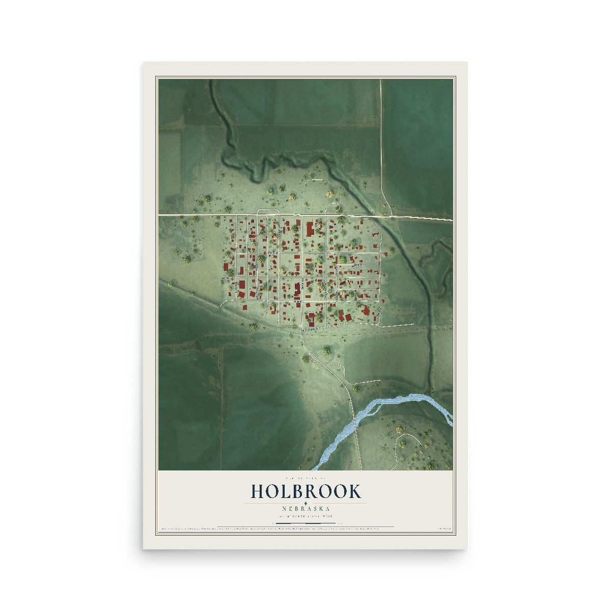 Map of Holbrook, Nebraska, 12 x 18 inch unframed archival matte print