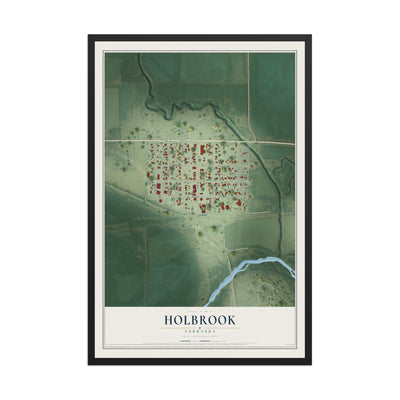 Map of Holbrook, Nebraska, 12 x 18 inch print in a black wood frame