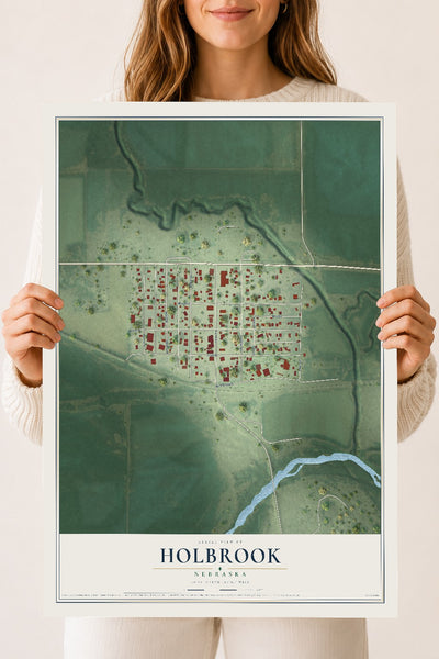 Map of Holbrook, Nebraska, 18 x 24 inch unframed archival matte print