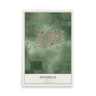 Map of Holdrege, Nebraska, 12 x 18 inch unframed archival matte print